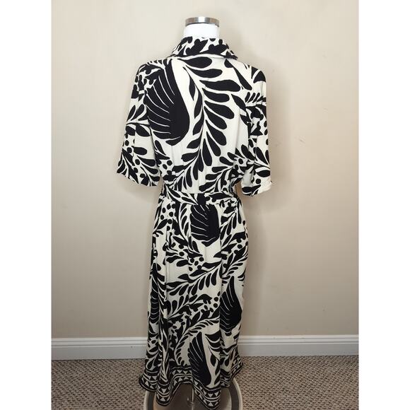 H&M Floral Midi Shirt Dress Belted Short Sleeve - Picture 7 of 9